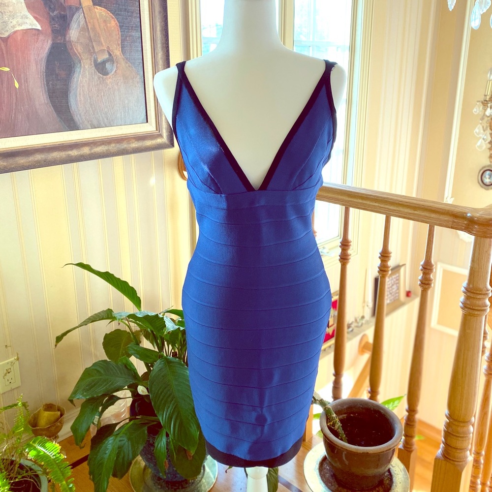 Herve Leger Navy Blue Dress in size L